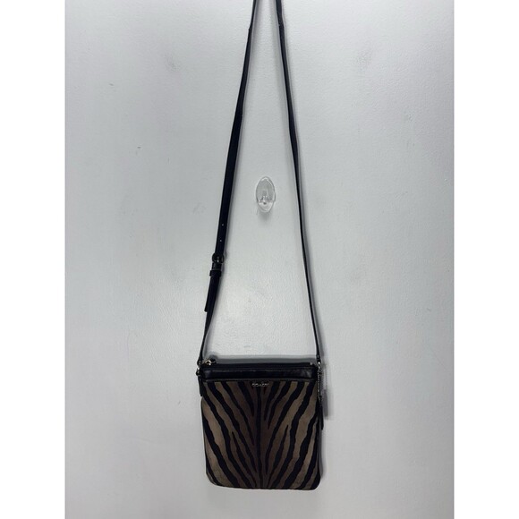 Coach Madison SwingPack Cross-Body Small Zebra Brown Multi Sz 7.5x8” - Picture 1 of 13